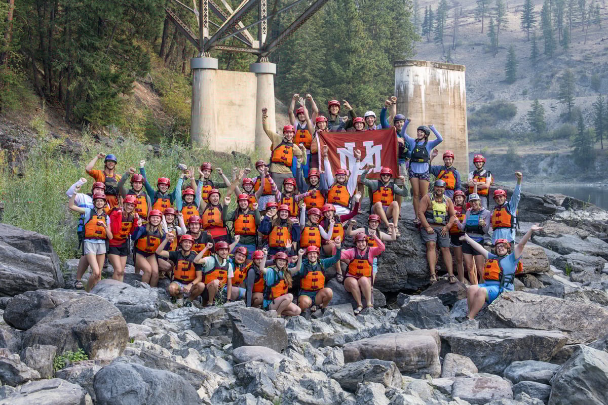 rafters with a UM sign